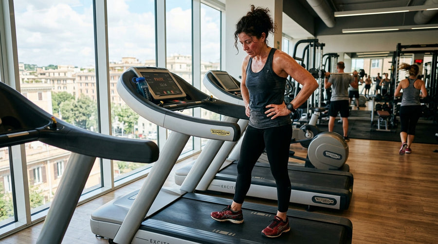 Donna stanca in palestra